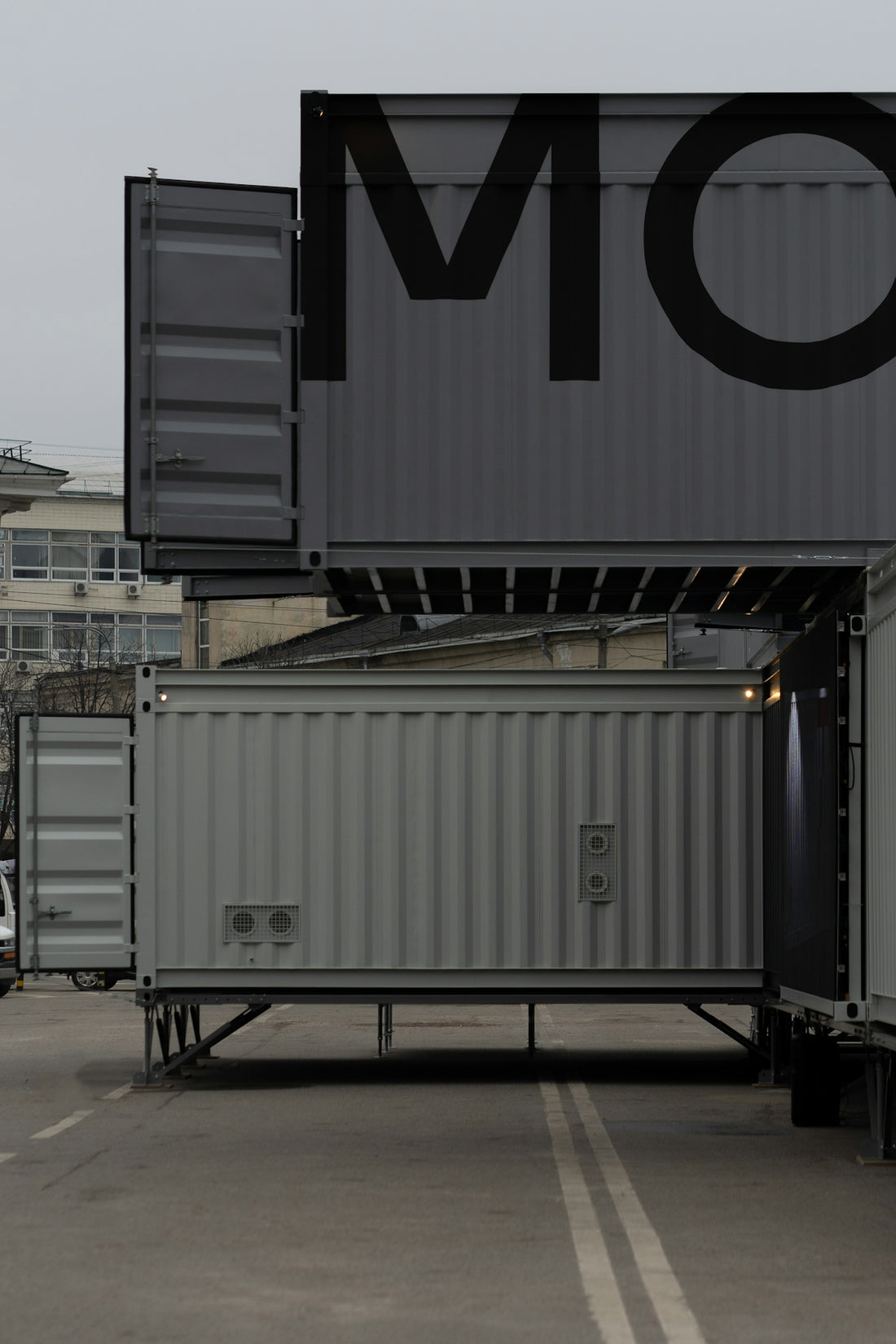 a truck with a large container on the back of it