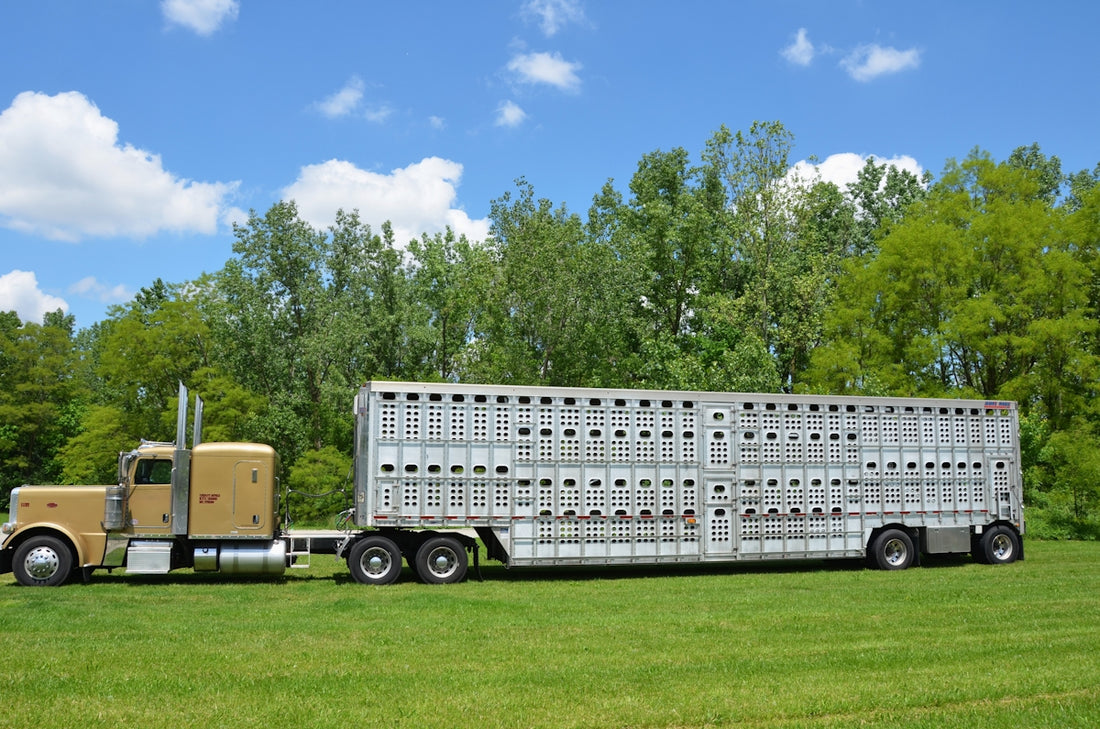 a large truck is parked in a field