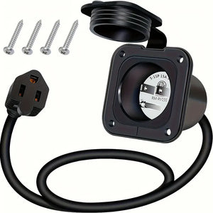 15Amp 125V AC power inlet plug with 18 inch extension cord
