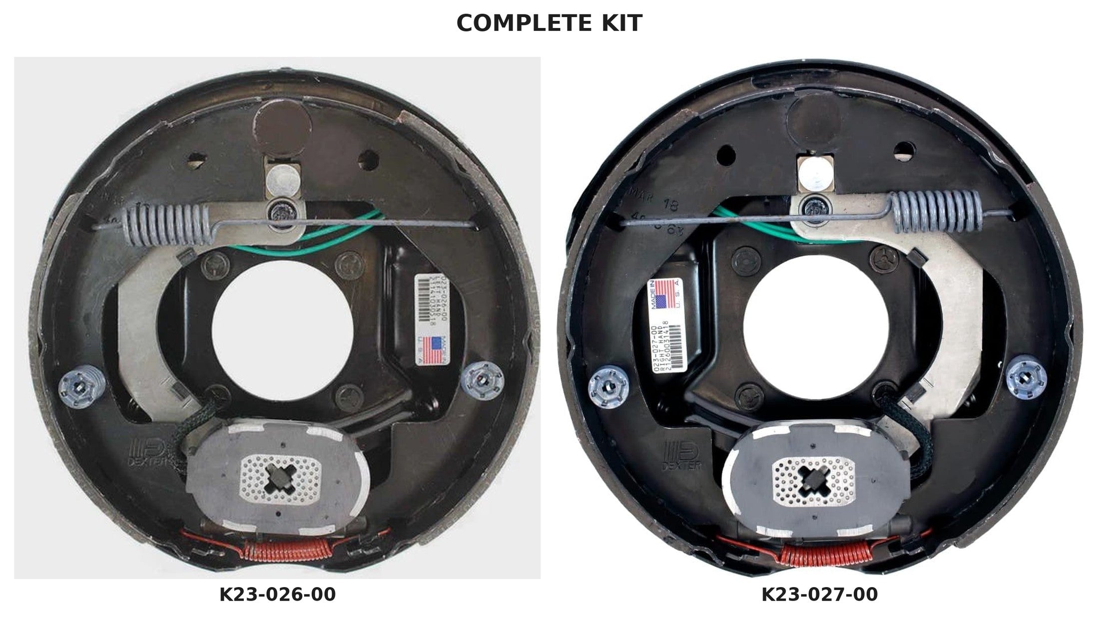 Dexter 10" x 2-1/4" Electric Trailer Brake Set – Complete LH + RH Pair for 3,500 lb Axles