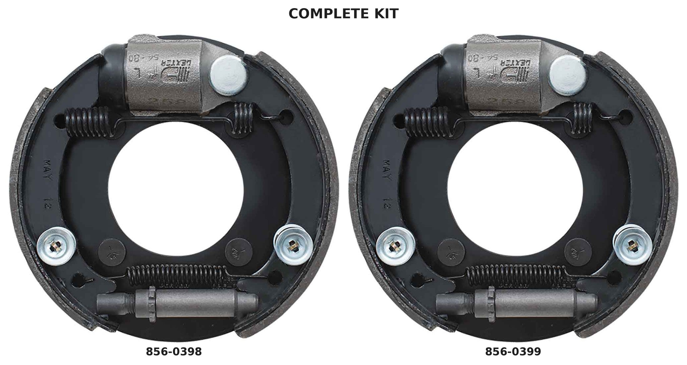 Dexter 7" x 1-3/4" Hydraulic Trailer Brake Set – Complete LH + RH Pair for 3,500 lb Axles