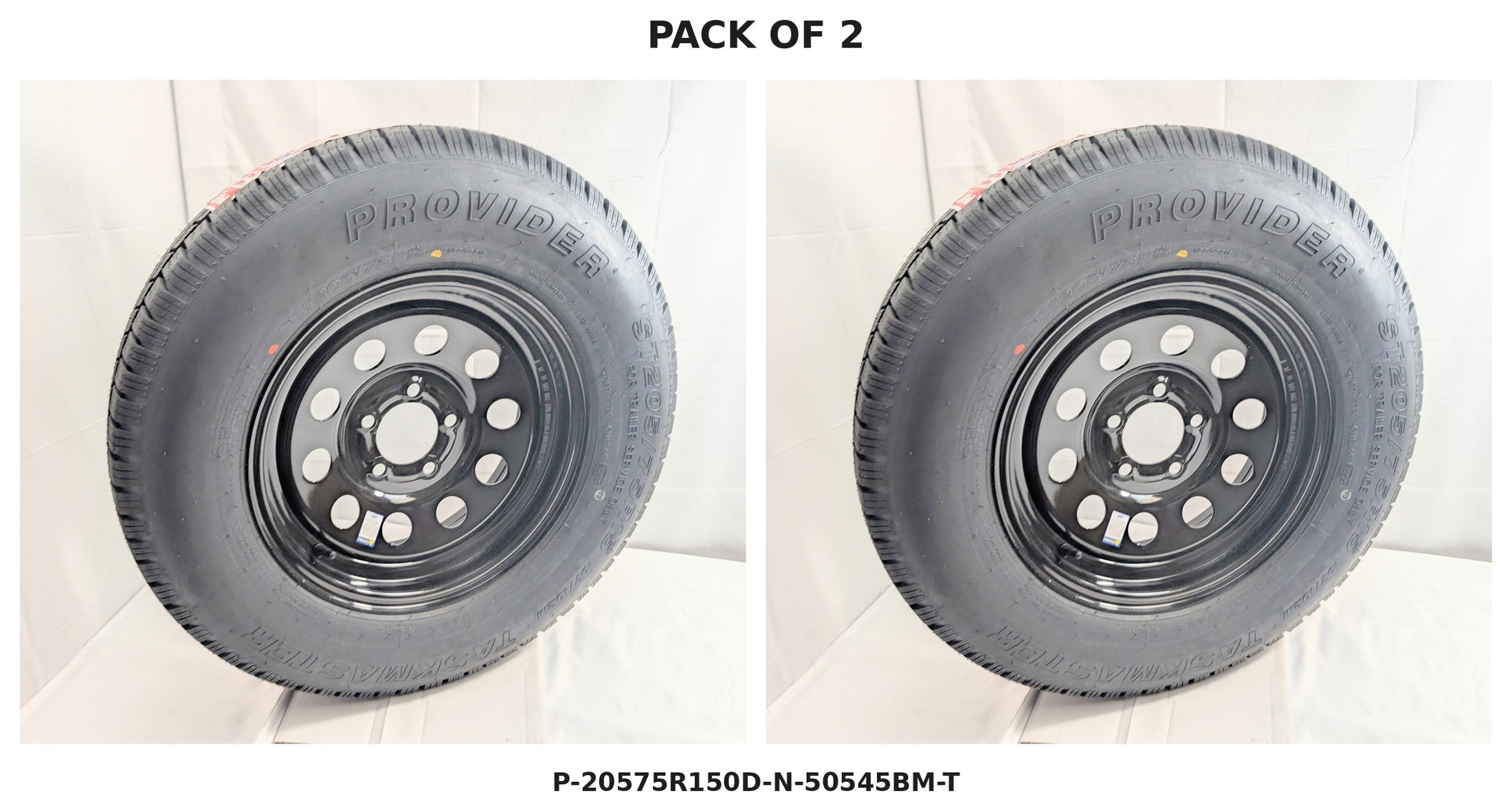 Provider 205/75R15 Load D Trailer Tire & Steel Mod Wheel – Set of 2 – Load Range D | 5 on 4.5