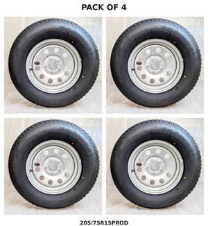 Provider 205/75R15 Trailer Tire & Steel Wheel – Set of 4 – Load Range  — Pack of 4 | AAA Trailer