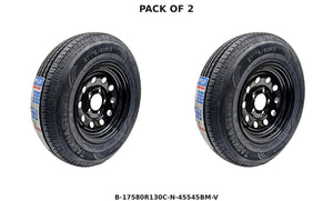 ST175/80R13 Trailer Tire & Black Mod Wheel – Set of 2 – Load Range C | — Pack of 2 | AAA Trailer