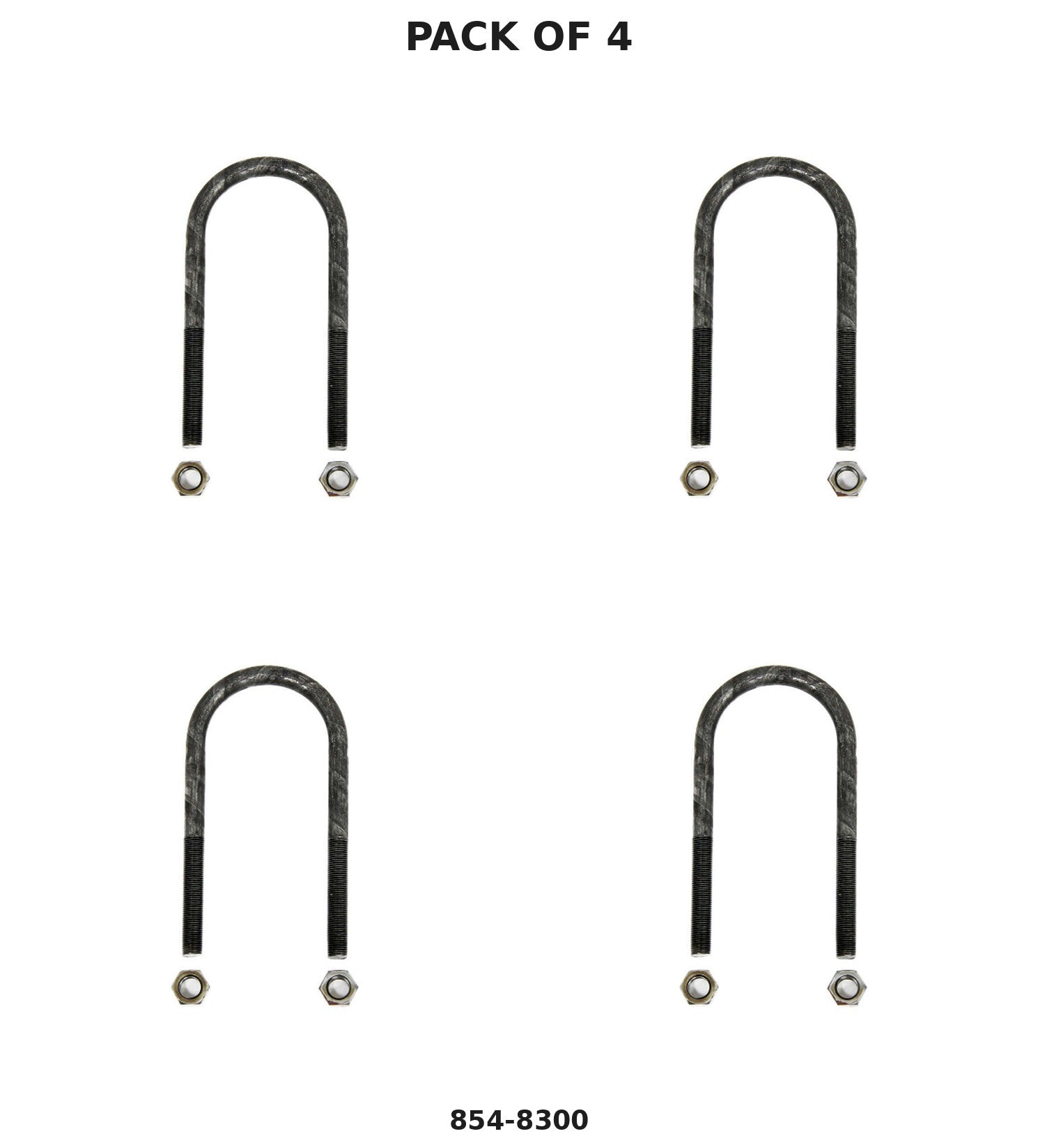 Trailer U-Bolt 4-Pack (Tandem Axle) – 3" x 7" with Nuts – 9/16"-18 Thread for 5,200-7,000 lb Axles