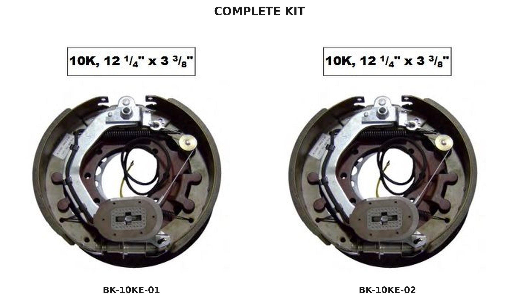 TRP 10K 12-1/4" x 3-3/8" Self-Adjusting Electric Trailer Brake Set — Complete LH + RH Pair | 10,000 lb Axles