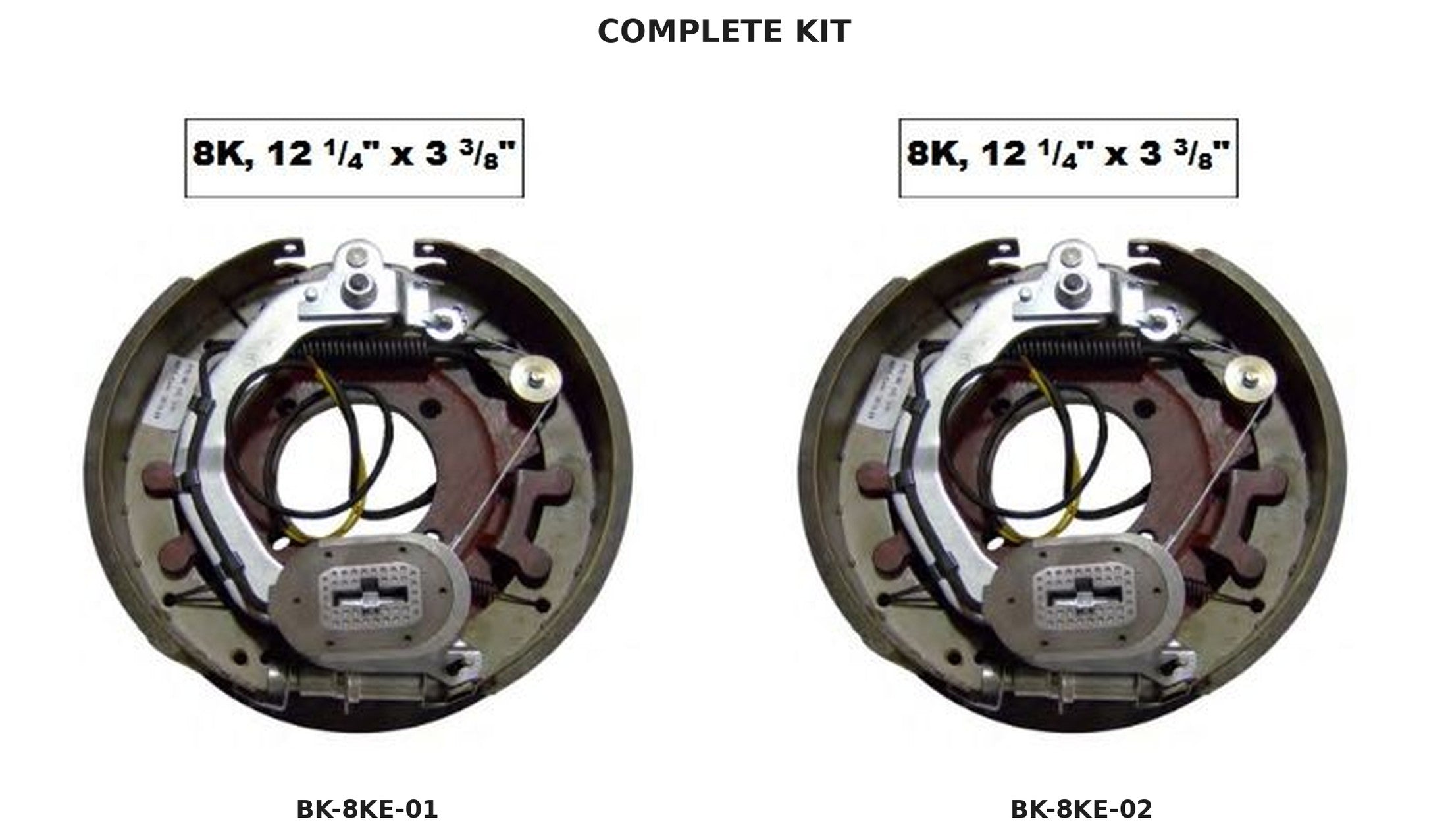 TRP 8K 12-1/4" x 3-3/8" Electric Trailer Brake Set — Complete LH + RH Pair | 8,000 lb Axles
