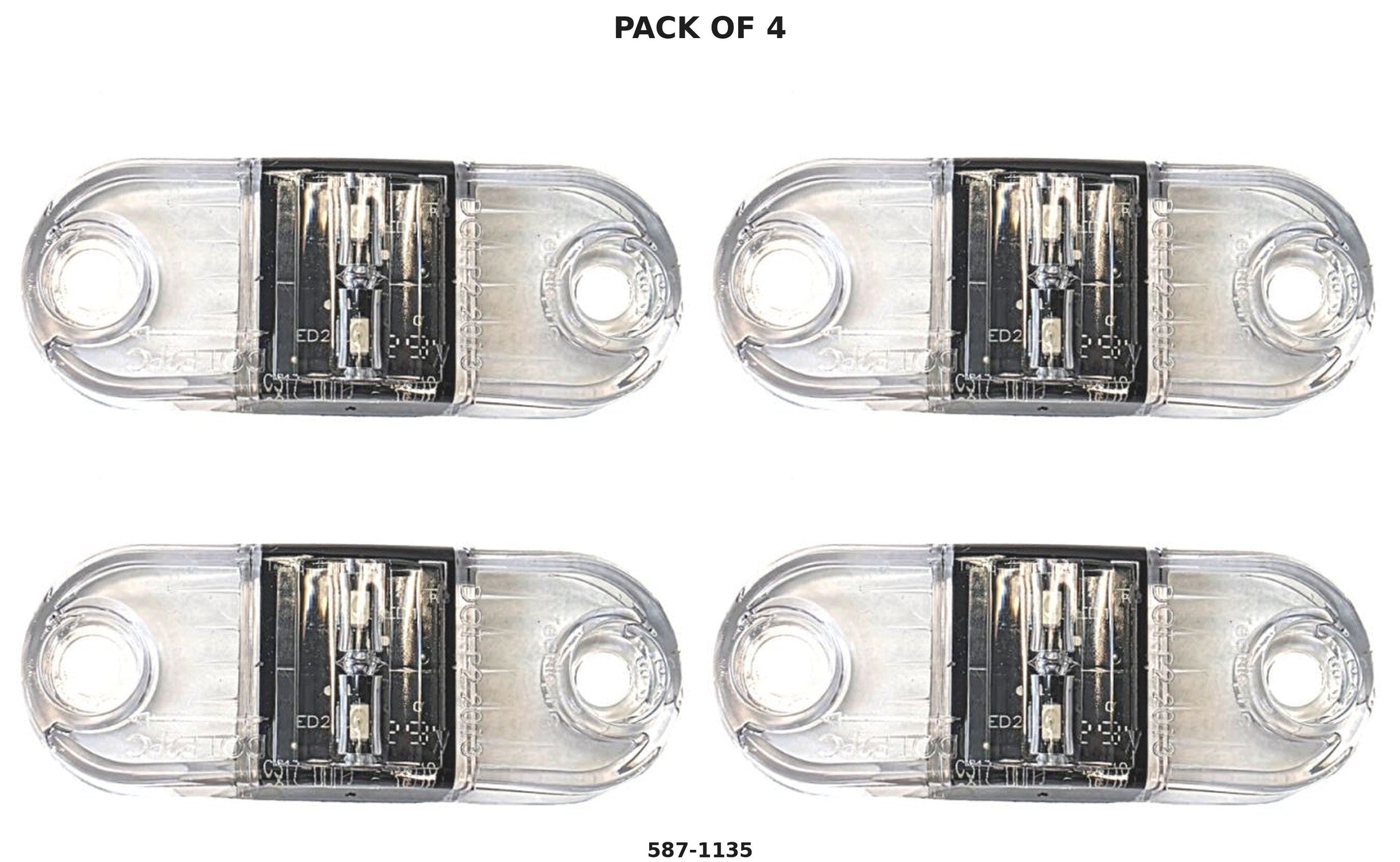 TecNiq S17 Amber Trailer Marker Light 4-Pack – 2" x 1" LED Clearance