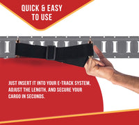 12"-22" Adjustable E-Track Bungee Tie-Down Straps - Black - detail view | AAA Trailer