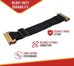 12"-22" Adjustable E-Track Bungee Tie-Down Straps - Black - full product view | AAA Trailer
