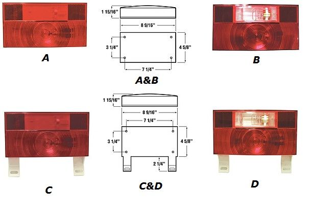 RV Motorhome Camper Trailer LED Tail Light w Backup V25912 BARGMAN 91