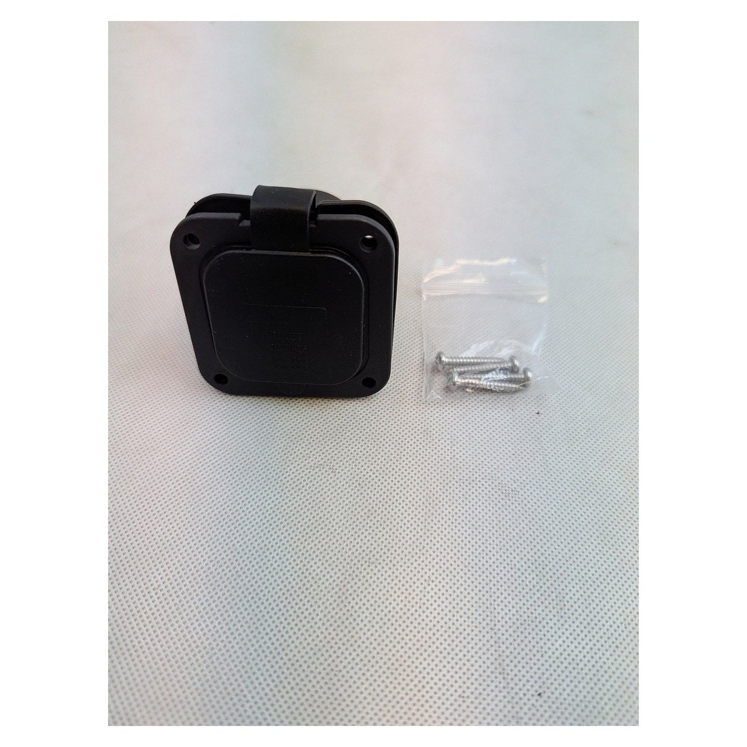 15 Amp Flanged Power Inlet – NEMA 5-15 125V – Weatherproof Trailer/RV - detail view | AAA Trailer