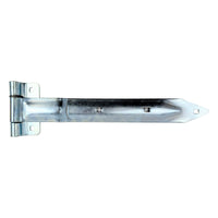 16" Offset Bent Strap Trailer Door Hinge – 5/16" Corner Clearance, Bright Zinc, 270° Swing - full product view | AAA Trailer