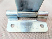 16" Offset Bent Strap Trailer Door Hinge – 5/16" Corner Clearance, Bright Zinc, 270° Swing - detail view | AAA Trailer