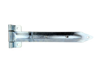 16" Offset Bent Strap Trailer Door Hinge – 5/16" Corner Clearance, Bright Zinc, 270° Swing - full product view | AAA Trailer