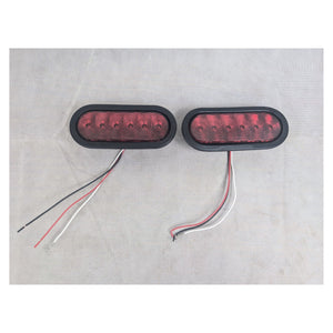 2 Pack T66  Trailer Truck LED Sealed RED 6" Oval Stop/Turn/Tail Light - full product view | AAA Trailer