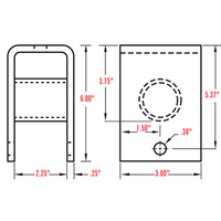 2" Wide Slipper Spring Rear Hanger - w 7/16" Keeper Bolt HG-3028-R - detail view | AAA Trailer
