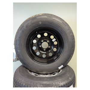 205/75R15 Rainer ST Radial Trailer Tire w/ 15" Vesper Black Mod Wheel - 5 on 4-1/2 -LR C - full product view | AAA Trailer