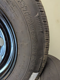 205/75R15 Rainer ST Radial Trailer Tire w/ 15" Vesper Black Mod Wheel - 5 on 4-1/2 -LR C - detail view | AAA Trailer