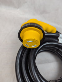 25' RV Power Cord with Locking 30A Right Angle Adapter - close-up view | AAA Trailer