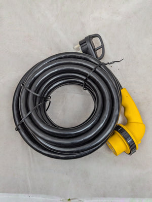 25' RV Power Cord with Locking 30A Right Angle Adapter - full product view | AAA Trailer