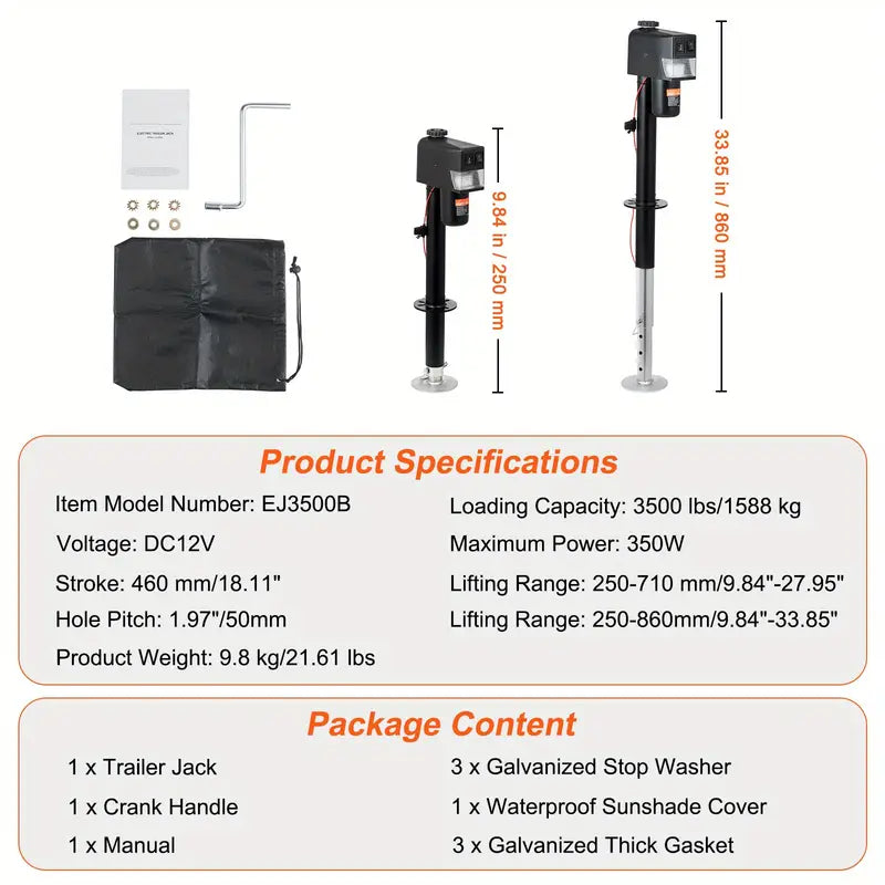 Electric Trailer Jack / 3500 pound capacity