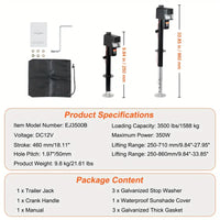Electric Trailer Jack / 3500 pound capacity - 3500 lbs - component detail | AAA Trailer