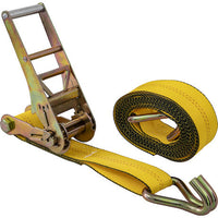 27' x 2" Commercial Grade Padded J-Hook Ratchet Strap Tie-Down - close-up view | AAA Trailer