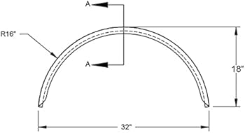 32x10-3/4 Smooth Aluminum Single Axle Round Trailer Fender - One Fender