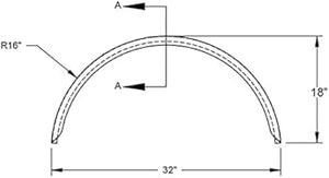 32x10-3/4 Smooth Aluminum Single Axle Round Trailer Fender - One Fender