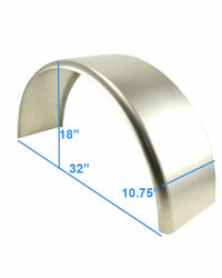 32x10-3/4 Smooth Aluminum Single Axle Round Trailer Fender - One Fender - 32x10 - alternate angle | AAA Trailer