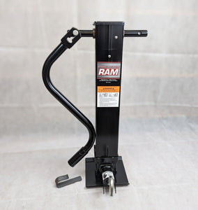 Heavy Duty Square Trailer Tongue Jack 12000# Capacity Side Wind with Spring Return. Front Pin
