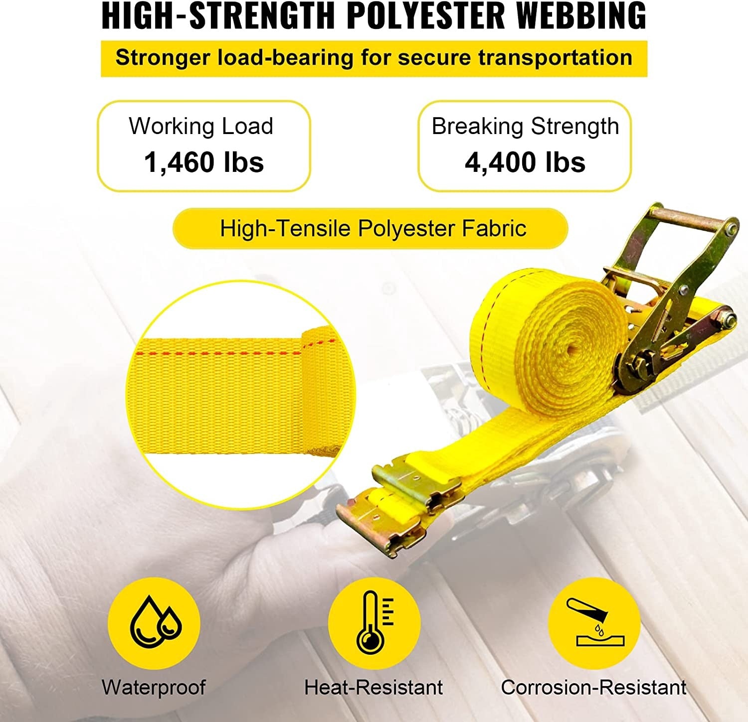 E-Track Ratchet Strap 2" x15' 4400 lbs Tie Down