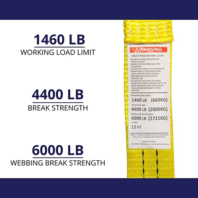 1.5" x15' Ratchet Strap 4400 lbs