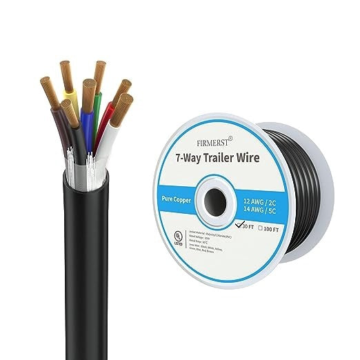 14 Gauge 25ft 7-Way Conductor Extension Cable for RV Trailers