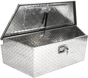 39" Aluminum Pickup Truck Trailer Tongue Storage Tool Box Organizer with Lock & Keys, Silver - full product view | AAA Traile