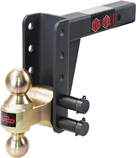 TopTow 64351 Adjustable Trailer Tow Hitch with Dual Ball 2" & 2-5/16", 6-1/2" Drop/Rise, 2" Receiver, 14,000lbs Capacity