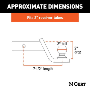 CURT 45134 Fusion Trailer Hitch Mount with 2-Inch Ball & Pin, Fits 2-In Receiver, 7,500 lbs, 2