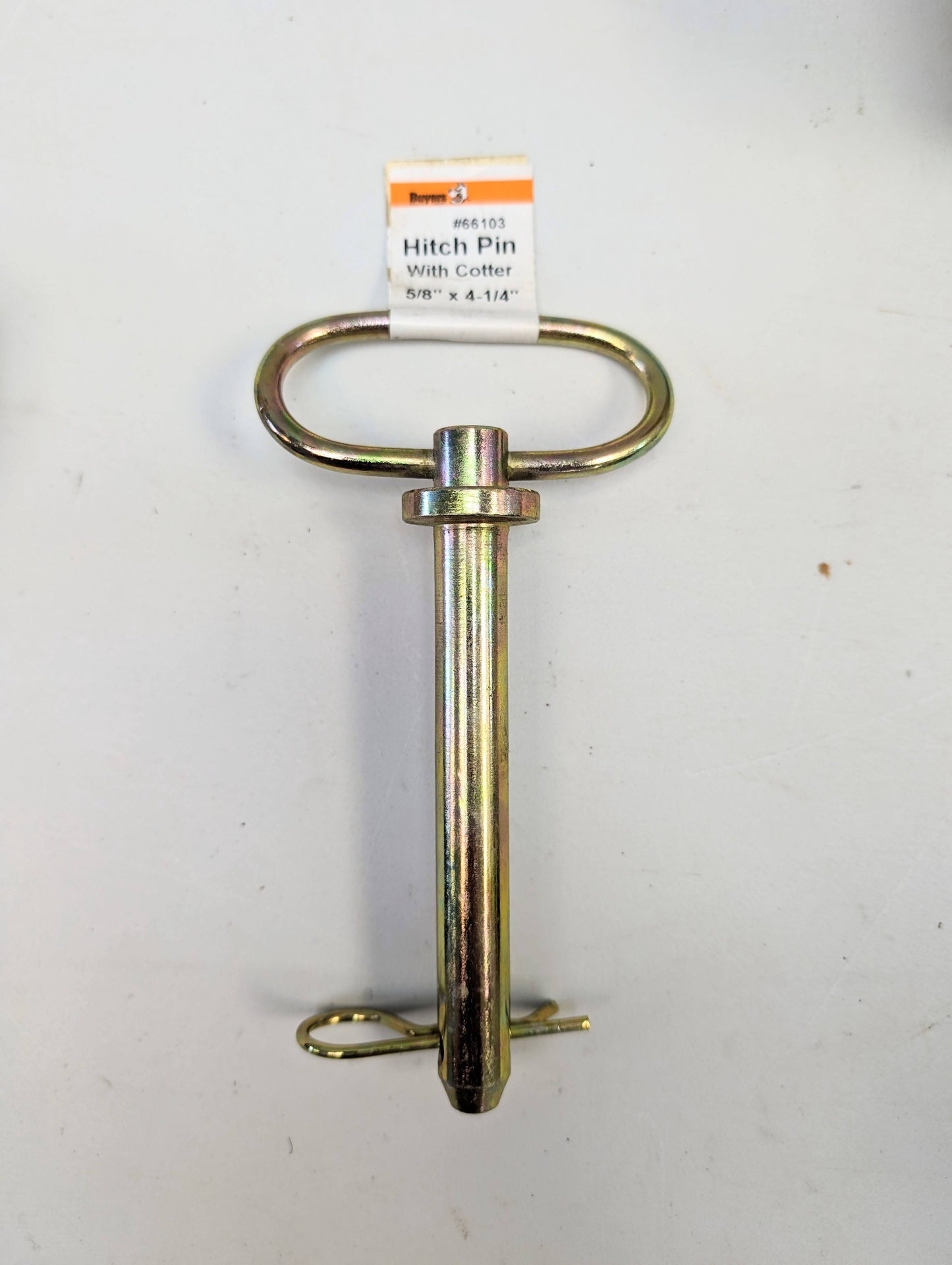 BUYERS PRODUCTS Hitch Pin: 1/2in Pin Dia, 4 1/4 in Overall Lg, 4 1/4 in Usable Lg, Cotter Pin