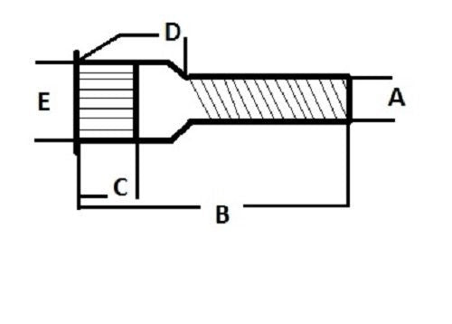 1/2"-20 x 2" Drive In Trailer Hub Lug Stud Press In