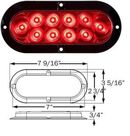 6" Oval LED Tail Light Kit. Surface mount, submersible Square LED Tail Light Kit