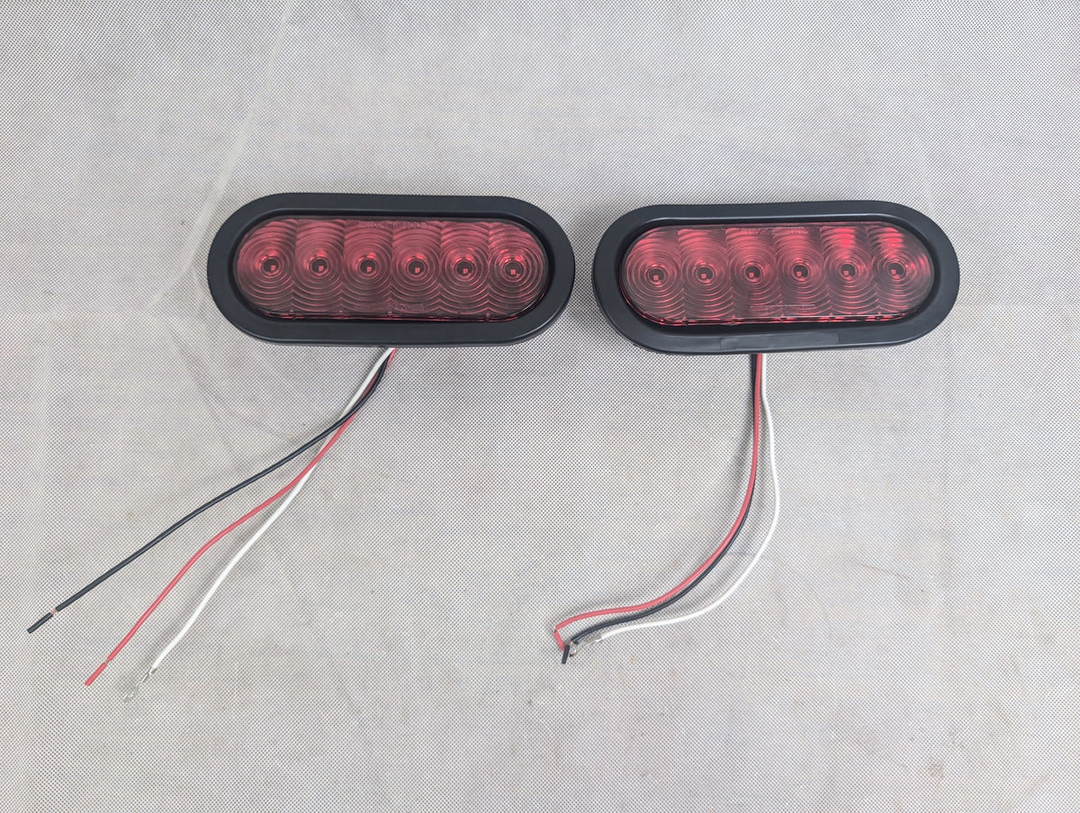 2 Pack T66  Trailer Truck LED Sealed RED 6" Oval Stop/Turn/Tail Light