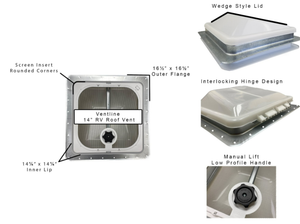 Ventline E-Z Lift Ventadome Trailer Roof Vent - Manual Lift - 14-1/4