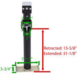 Round, Pipe Mount Swivel Jack w/ Footplate - Weld On - Sidewind - 15-1/2" Travel - 5000lb.