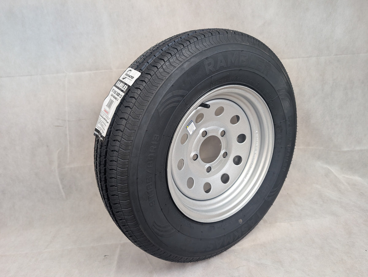 185/80R13 Rambler ST  Radial Trailer Tire Load C Silver Mod Wheel