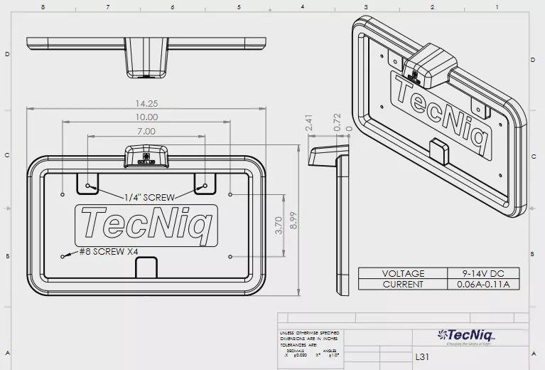 Tecniq New OEM License Plate Frame with Light