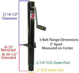 RAM A-Frame Trailer Tongue Jack - Side Wind - 15" Lift - 2,000 lbs