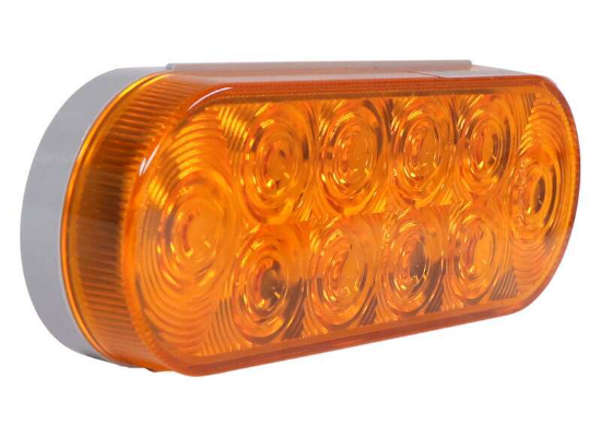 LED Trailer Turn Signal and Parking Light - Submersible - 10 Diodes - Oval - Amber Lens