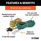 CURT 25FT 4 BLADE FLAT Trailer Wiring Harnesses 57220