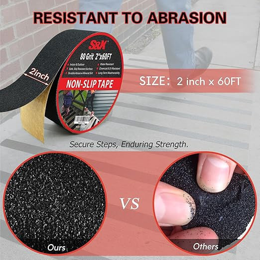 Grip Tape - Heavy Duty Anti Slip Tape for Trailer Ramps & Steps 2Inch x  60Ft